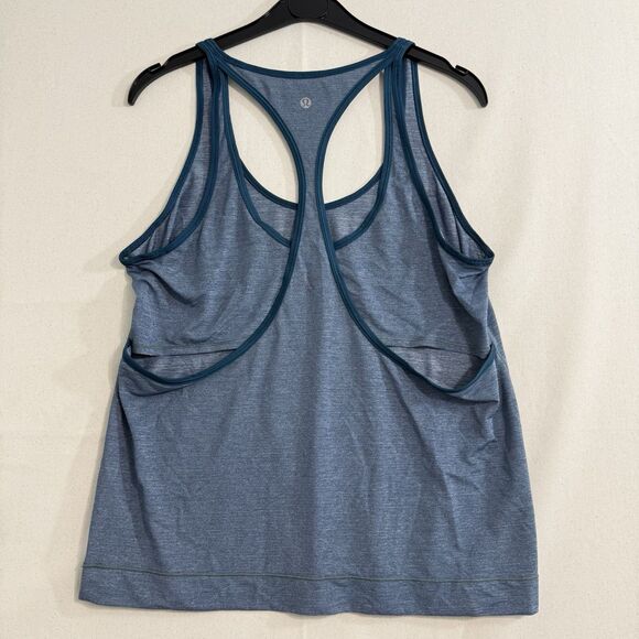 Lululemon Run The Day Tank Top Heathered Blue Running Racerback Wicking 8 - Picture 1 of 8